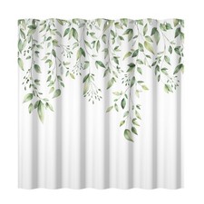 Yeele 48x72 Inch Green Leaves Long Shower Curtains Fabric Farmhouse Floral Pl...