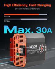 12V 30A DC to DC Battery Charger 375W for Lead-Acid, Lithium, AGM, and GEL Batte