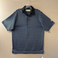 Donald Ross Men  s Golf Polo Navy Blue Stripes Sz S D0108330
