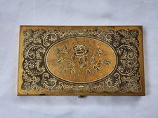1940s Volupte Style Vintage 24k Gold Plated Flowers Scrolls Cigarette Card Case