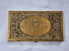 1940s Volupte Style Vintage 24k Gold Plated Flowers Scrolls Cigarette Card Case
