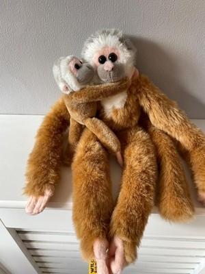 Wild Republic hängende Affen Eichhörnchen Affe mit Baby Plüsch 16 Zoll 
