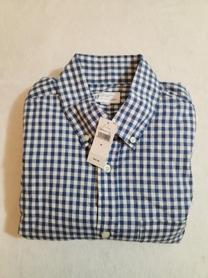 Gap NWT Shirt Mens Medium Blue Gingham Long Sleeve Preppy Business Work Classic