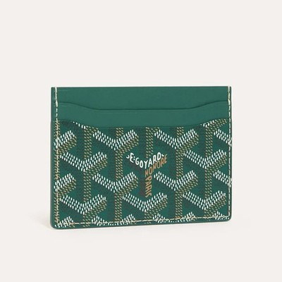 Goyard Saint Sulpice Card Holder Wallet Green Leather Canvas