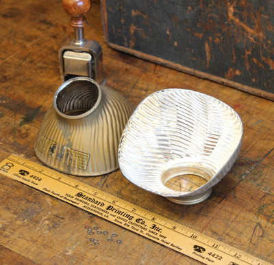 Pair x2 Antique 5'' Mercury Glass Shade Xray Industrial Lamp Light OC White Era 2