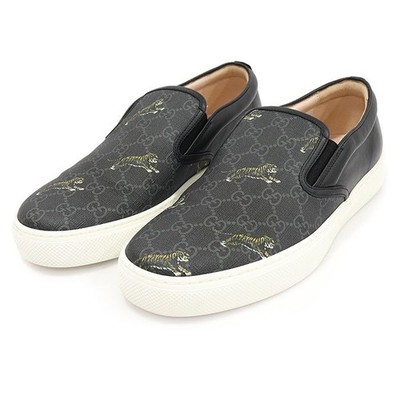 Gucci 407362 GG Supreme Canvas Tiger Print Men's Slip-On