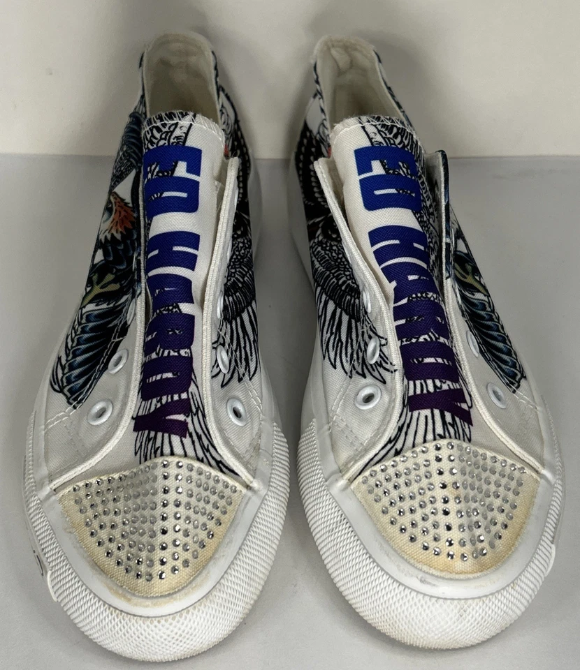 Ed Hardy Poppy Eagle Rhinestone No Lace Slip On Shoes Sneakers Womens Size 8 - Image 2 of 4