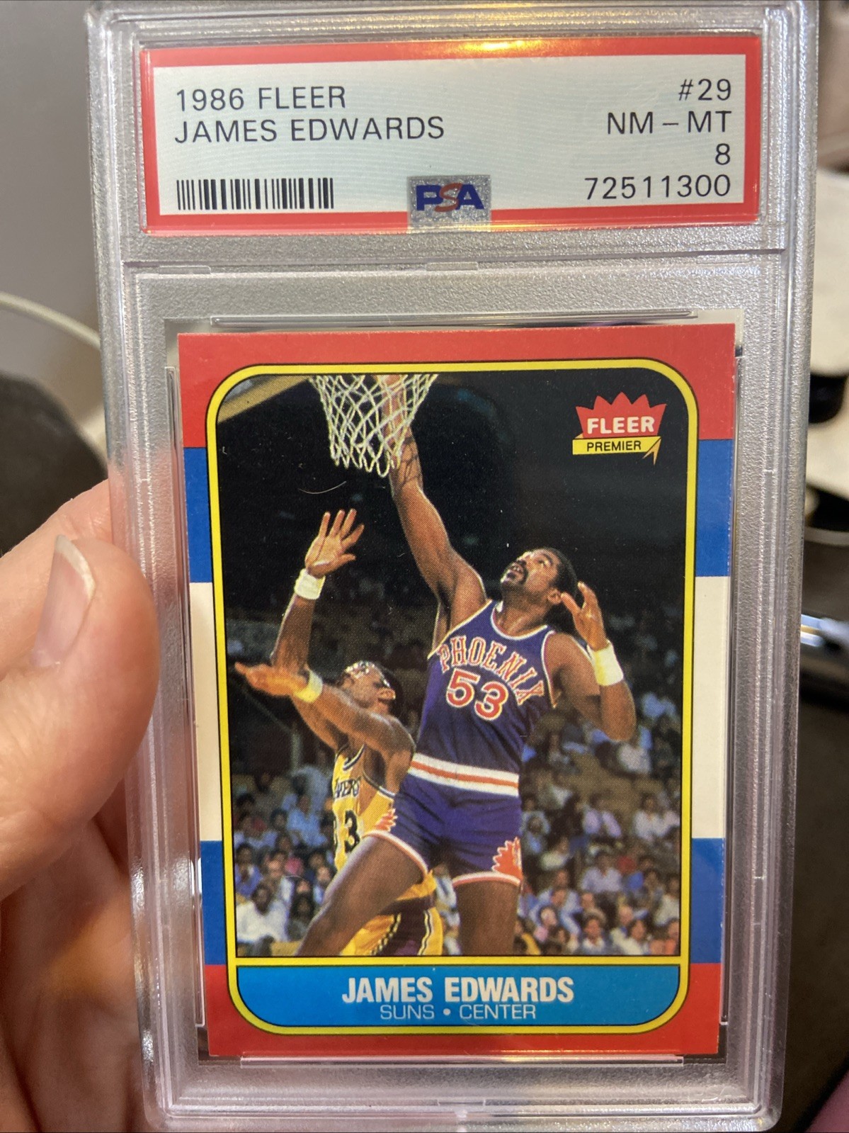 1986 Fleer James Edwards #29 Phoenix Suns Basketball PSA NM-MT 8