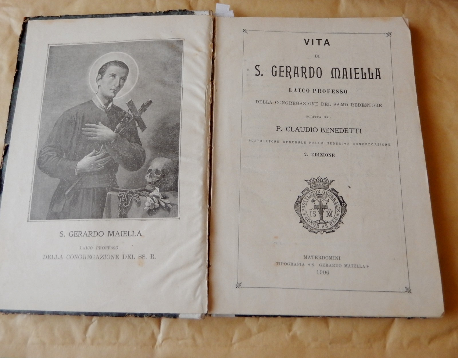S. GERARDO MAIELLA 1906,muro lucano, 24 cm, 200 pg, santini, RITRATTo