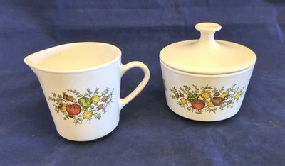 Vintage CorningWare Spice of Life Sugar Bowl With Lid & Creamer