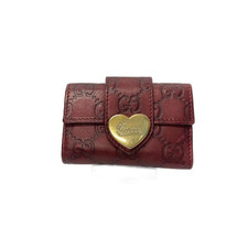 Used GUCCI GG Guccissima Lovely Heart Red 6-Key Case 203551