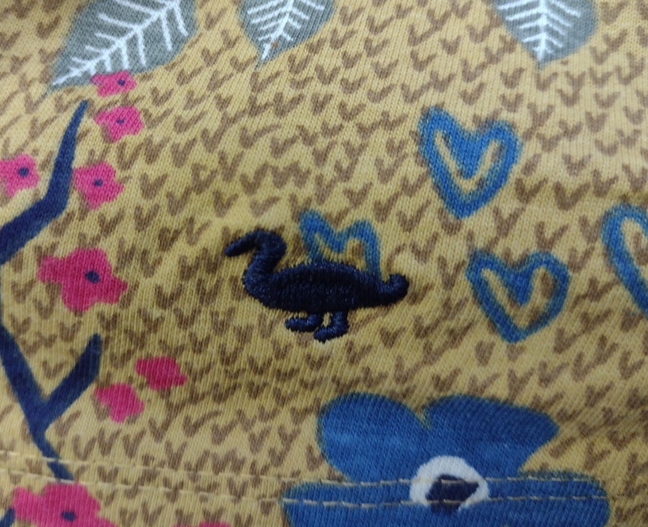 COUNTRY ROSE EWM Mustard Floral Bird Tunic Long Sleeve Top Pockets Size