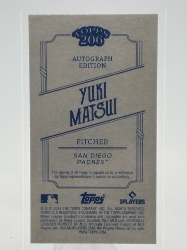 2024 Topps T206 Yuki Matsui Rookie Auto Padres - Picture 3 of 3