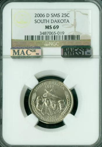 2006 D SOUTH DAKOTA QUARTER NGC MS69 SMS MAC FINEST REGISTRY MAC SPOTLESS  *