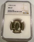1990-D NGC MS67 WASHINGTON QUARTER 25c MS 67