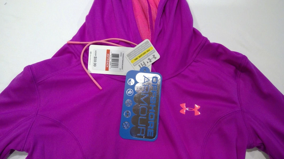 Under Armour UA Offshore Womens Top Hooded Fishing shirt Purple Size XS