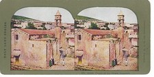 Greek Church of the Virgin, Nazareth, Palestine Holy Land, 1904 Color Stereoview