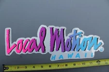 LOCAL MOTION Hawaii Surf Clear Neon Pink Blue 80's LM1 Vintage Surfing STICKER