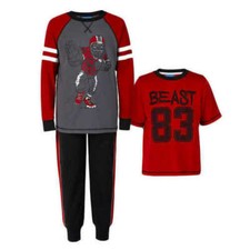 Komar Kids' Saint Eve Boy's 3 Piece Pajama Set Football Player Pant Top Size 5-6