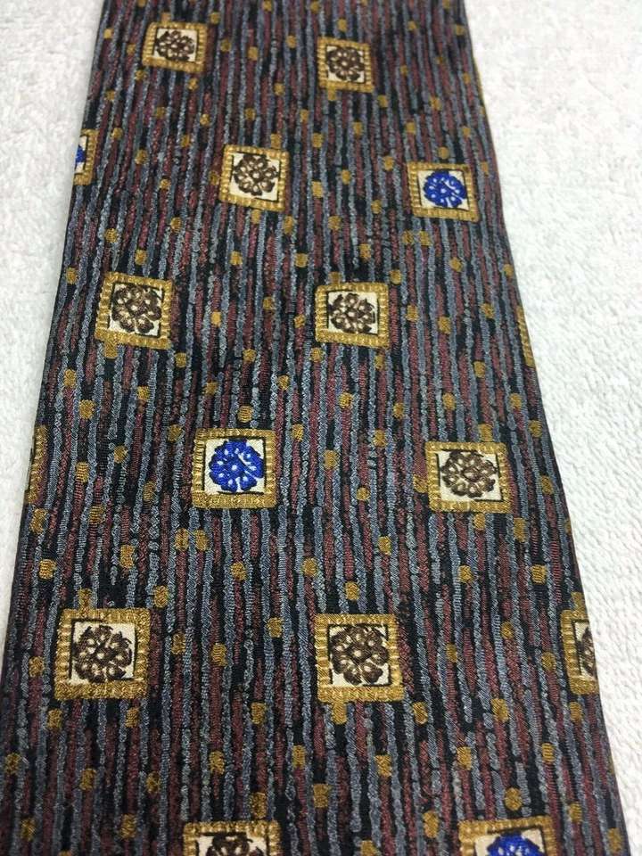 CORBATA ROUNDTREE YORKE HOMBRE MARRÓN AZUL BORGOÑA 4 X 60 Foto 3 de 4