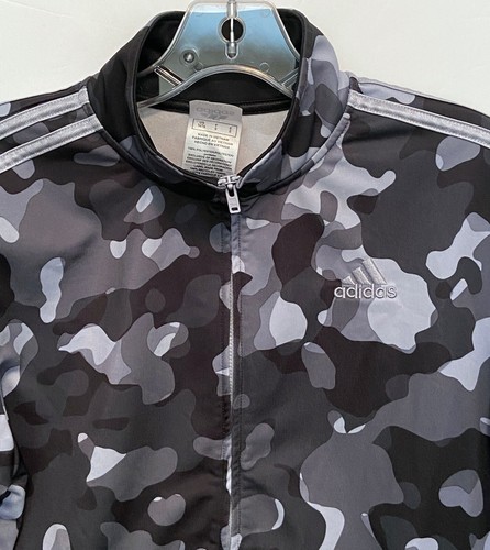 Adidas Black Gray Camouflage 3-Stripe Full Zip Up Track Jacket Youth Large 14-16 - Picture 5 of 13