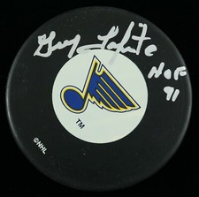 Guy Lapointe St. Louis Blues - Hockey Puck - PSA/DNA Authentic Autograph