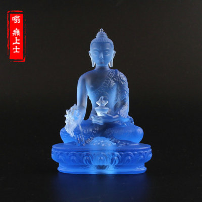 Tibetan Buddhism Hand made liuli colored glaze statue Medicine Buddha Blue  A45 | eBay