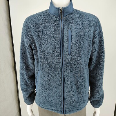 Mens 32 Degrees Heat Full-Zip Blue Polyester Sherpa Fleece Jacket (Small) 