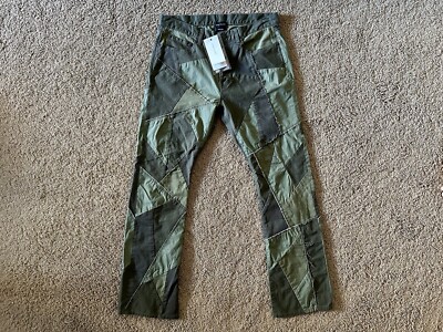Size 32: John Elliot Patchwork Bootcut Jeans Olive Green Made in Japan MSRP $898