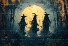 WITCHES COVEN ART PRINT, Magic Gothic Poster, Witchy Moon Pagan Witch Lady D923