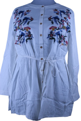 Joe Browns Damen  Longbluse Weiß Elfenbein Tunika Bluse Shirt Bestickt Übergröße