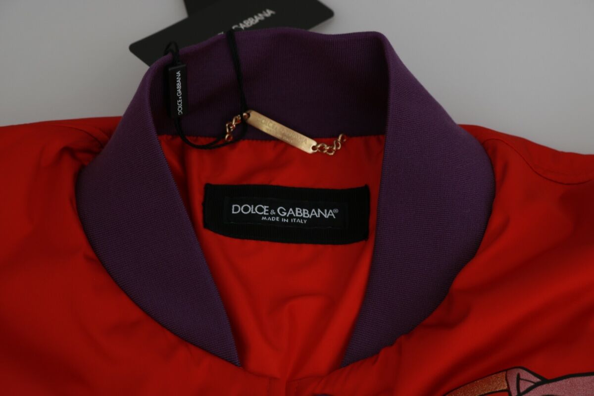 DOLCE & GABBANA Jacket Red YEAR OF THE PIG Bomber IT46 DOLCE & GABBANA Jacket Red YEAR OF THE PIG Bomber IT46