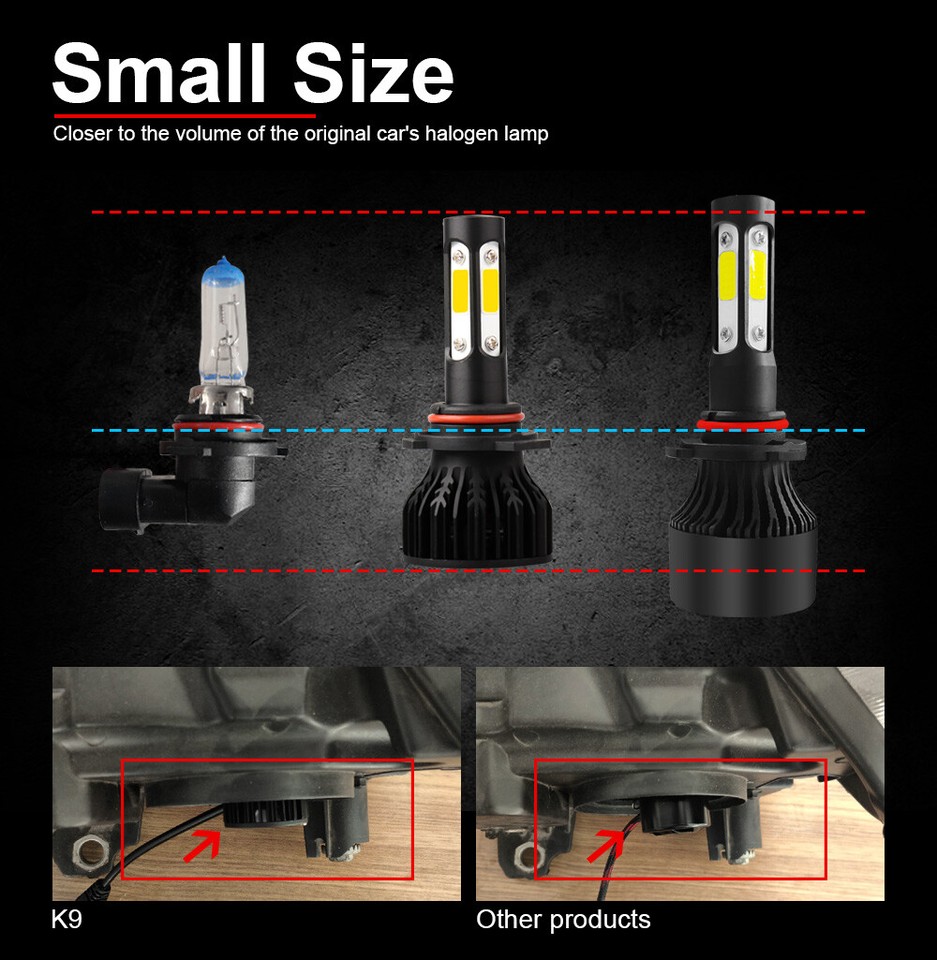 AUXITO 9012 HIR2 LED Headlight Bulbs, 6500K Cool White 200W 50000LM High/Low Beam Combo