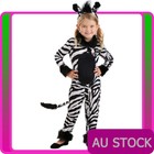 Kids Zebra Costume Child Boys Girls Animal Zoo Party Book Week Jumpsuit Outfits
