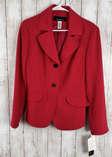 Jones New York Jacket Poppy Red Blazer TIe Back tailored 2 button 8 NWT