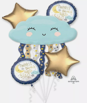 TWINKLE LITTLE STAR Balloon Bouquet Baby Shower Party Decoration Supplies ~ 5pc