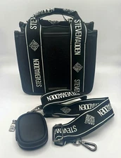 Steve Madden Bwebber Convertible Tote Bag Black Denim DT623420 New NWT