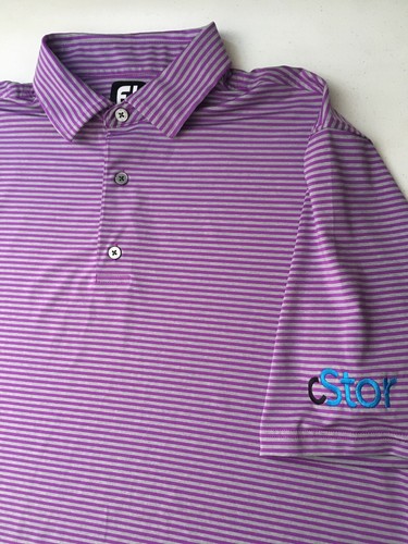 FOOTJOY EMBROIDERED PERFORMANCE STRIPED GOLF POLO SHIRT Purple Gray L - Picture 7 of 12