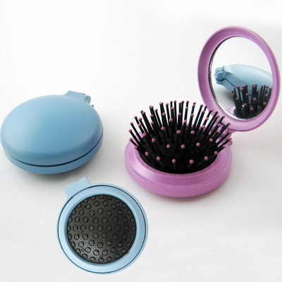 Travel Folding Hair Brush Mirror Pocket Purse Car Camping Compact 2.5" Gift 1Pc (7795735120910)