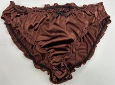 Glossy Butter Second Skin Satin Bikini Panties Sissy Wet Look Silky Ruffles M/L