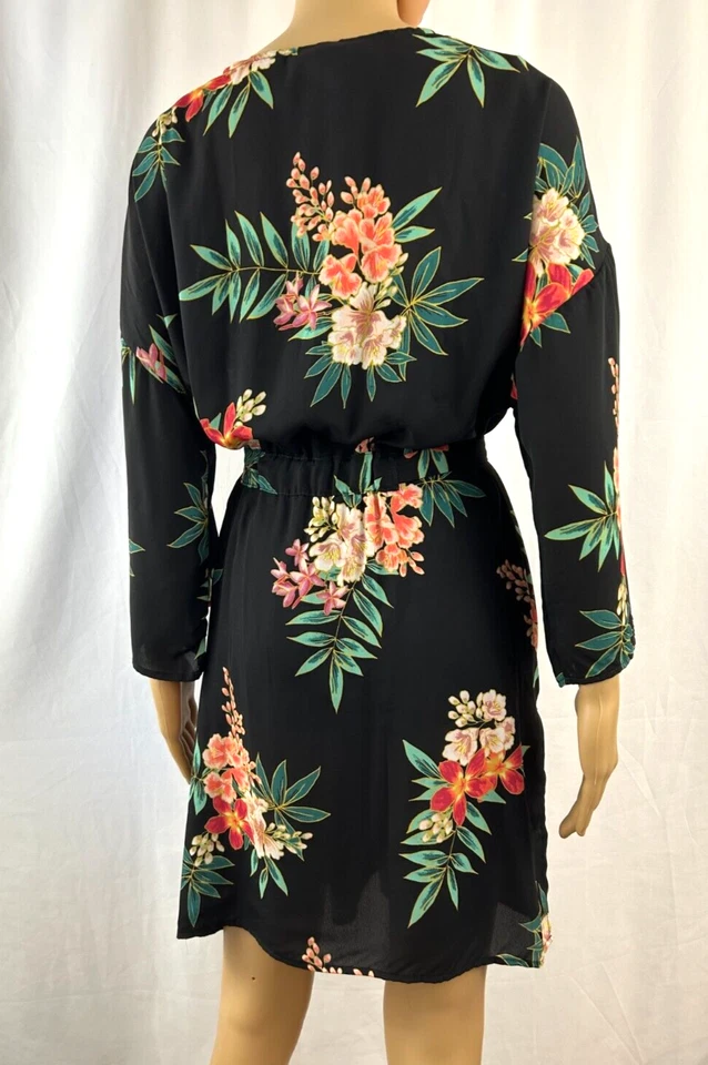 Bata kimono Isabella Rose para mujer, hasta la rodilla negra/corbata floral/elástica talla única Foto 4 de 4