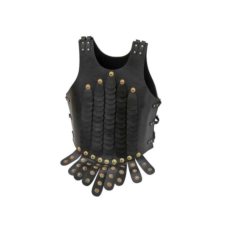 Medieval Leather Armor Jacket (Black Faux Leather), One Size, Fits Most (L-20007