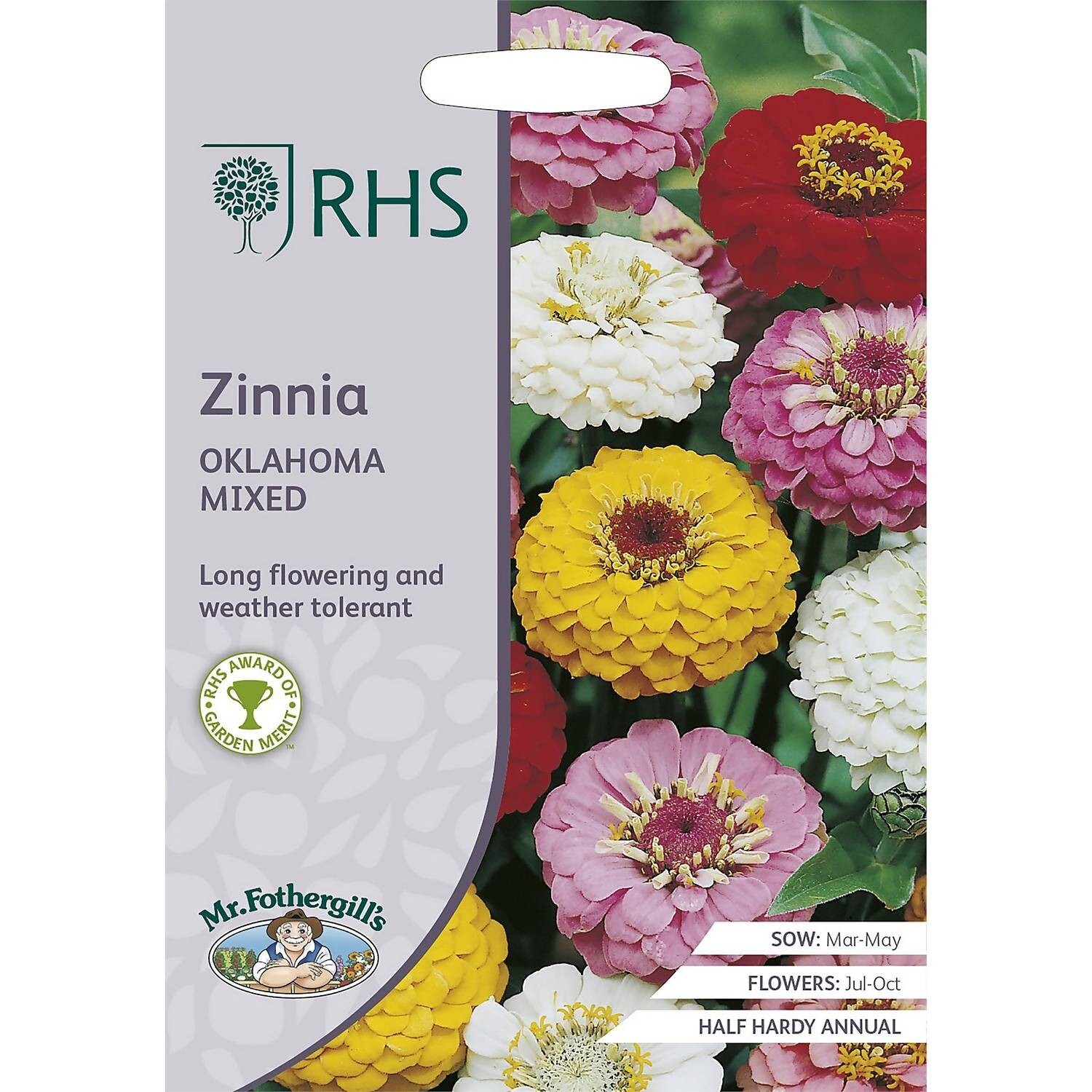 RHS Mr Fothergill's Zinnia Oklahoma mezcla 75 semillas siembra antes de 2025