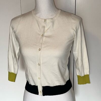 Neely South moon under ivory button up color block sweater crop size XS
