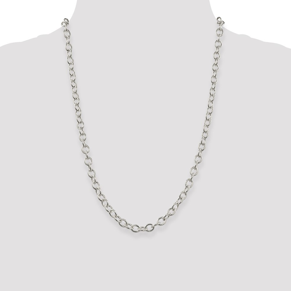 Sterling Silver 6.8mm Oval Cable Chain Necklace 24