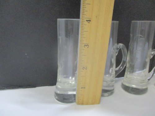 7 Vintage Floral Etched Clear Glass Shooter Glasses - Picture 2 of 7