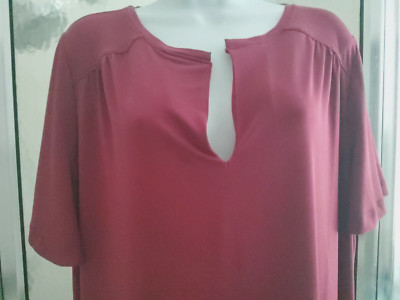 LANE BRYANT KEY HOLE FLUTTER SLEEVE TOP/TEE-SIZE 18/20-DEEP RED-NO CREASE-*NEW**