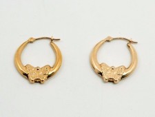 14K Yellow Gold Hoop Earrings with Butterflies