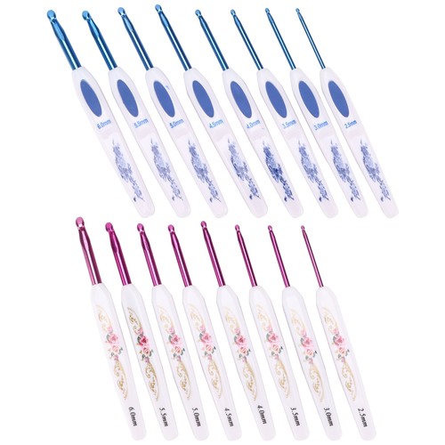 Crochet Hooks 8 Pcs Soft Non‑Slip Good Grip Knitting Needles Set With Mark