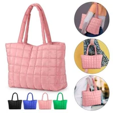 Padded Winter Quilted Tote Bag Plaid Shoulder Bag Underarm Bag Puffy Handbag